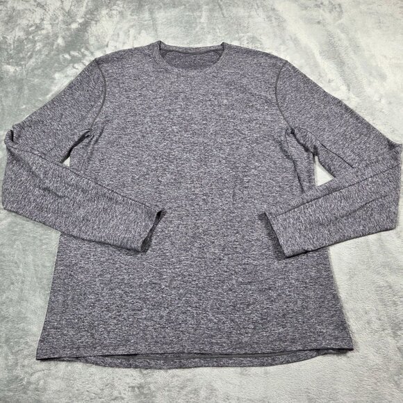Lululemon Surge Warm Long Sleeve Shirt Mens Large Heathered Melanite Gray M3ANAS - Picture 1 of 10
